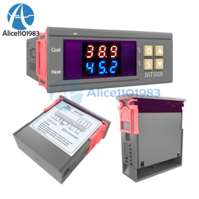 Digital DST1020 AC 110-230V Dual Display Thermostat Temperature Control DS18B20