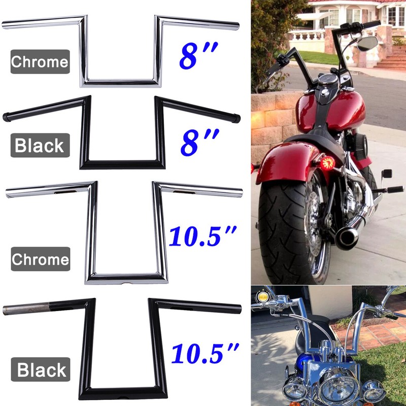Motorcycle 1" inch Drag Z-Bar Rise 8" 10.5" Ape Hanger Handlebar For Harley FXS