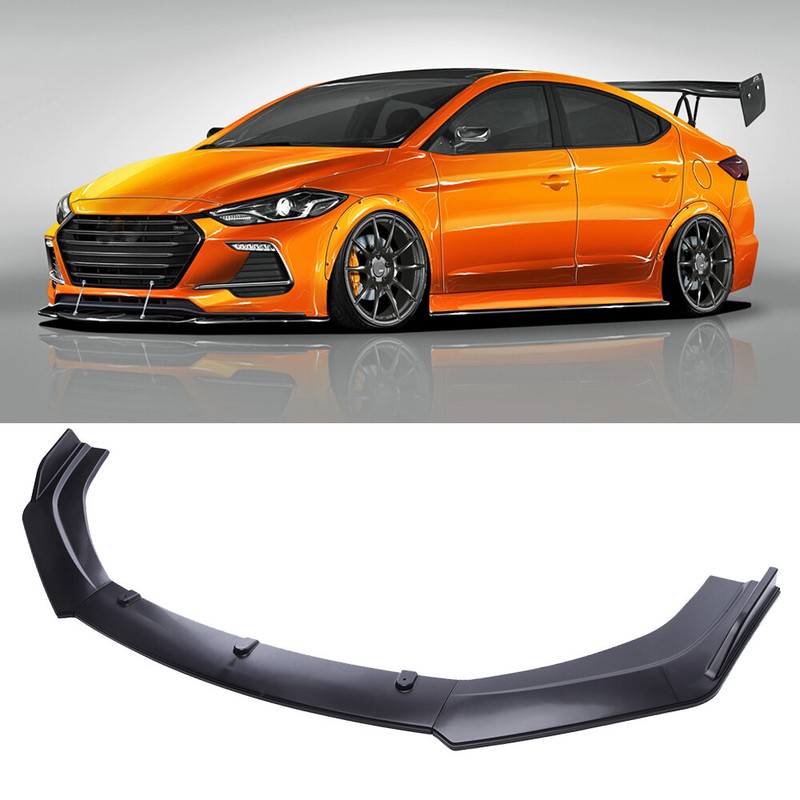 IKON MOTORSPORTS SPW Style Front Bumper Lip – Fits 2017-2018 Hyundai Elantra (Exc SE/Sport), Unpainted Black PP