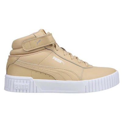 

Puma Carina 2.0 Перфорированные высокие женские бежевые кроссовки Повседневная обувь 38585104, Бежевый, Puma Carina 2.0 Perforated High Top