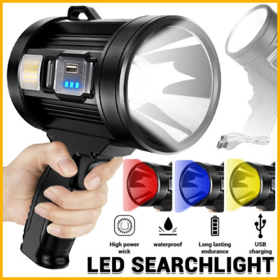 Solar/USB Super Bright Rechargeable LED Spotlight Flashlight Searchlight Kit
