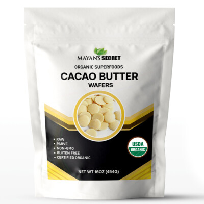 Pure COCOA CACAO BUTTER Raw Organic Natural Unrefined Pure Prime Pressed Wafers