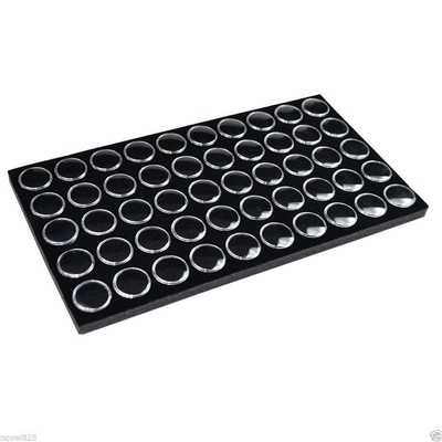 New 50 Black Foam Gem Jars Gemstone Jewelry Storage Display Tray Insert