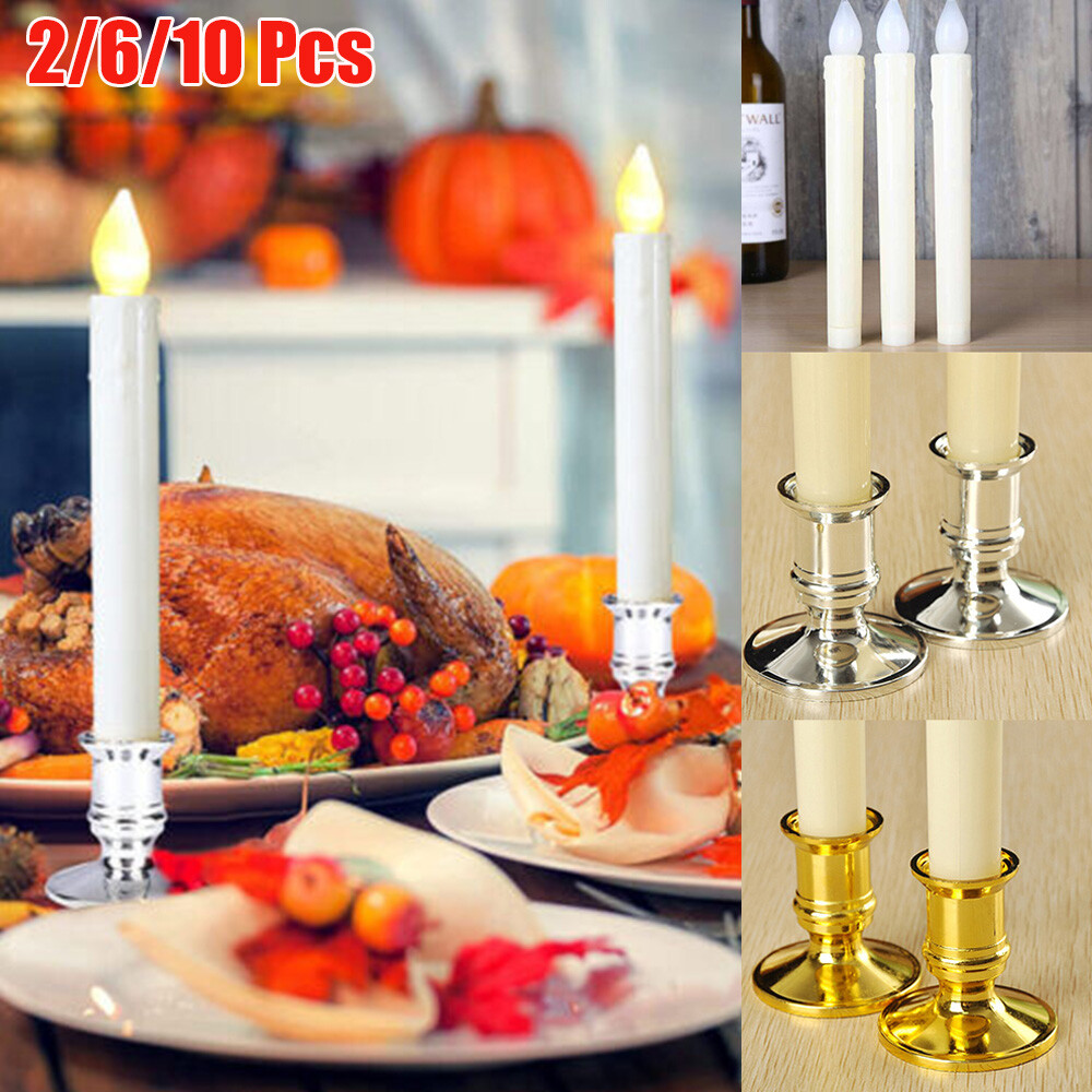 LED Fake Candle Light Flickering Candles Halloween Dinner Decor Battery Operated