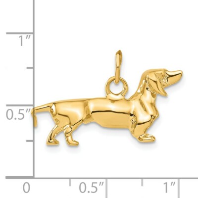 Pre-owned Skyjewelers Real 14kt Yellow Gold 3d Dachshund Dog Charm