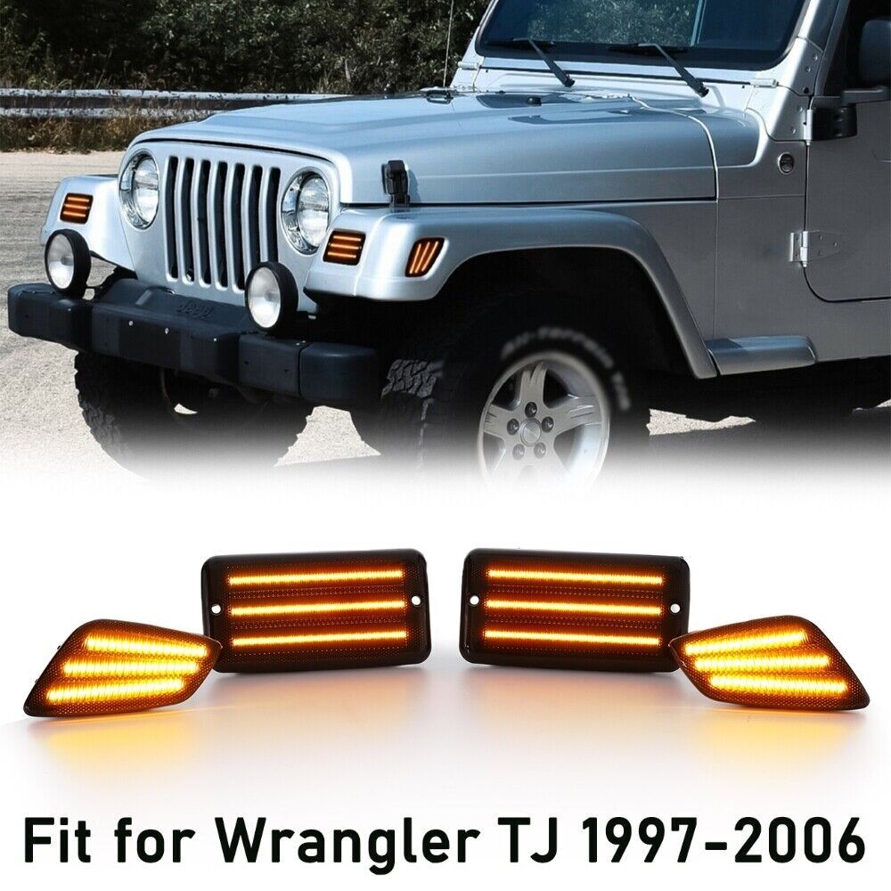 Clear Lens Front Fender Blinker Side Marker Light For Jeep Wrangler 1997-2006