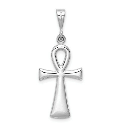 Pre-owned Goldia 14k White Gold Solid Polished Casted Ankh Cross Pendant