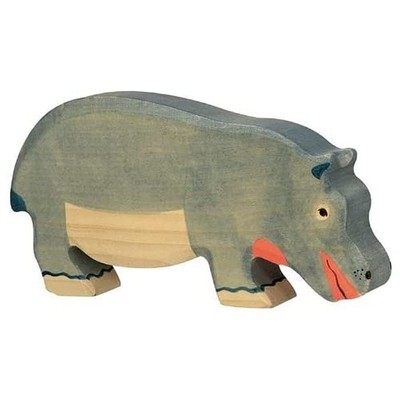 Holztiger Hippopotamus Feeding