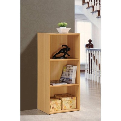 HODEDAH Bookcase Beech Finished Vertical Engineered Wood Closed Back 3-Shelves