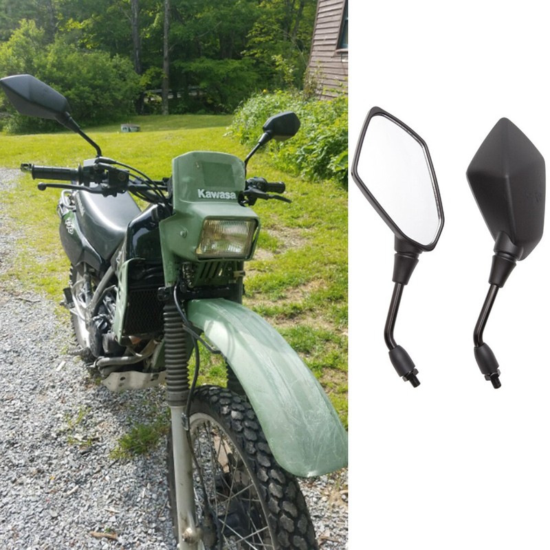 Motorcycle Rearview Side Mirrors Black for Kawasaki KLR250 KLR650