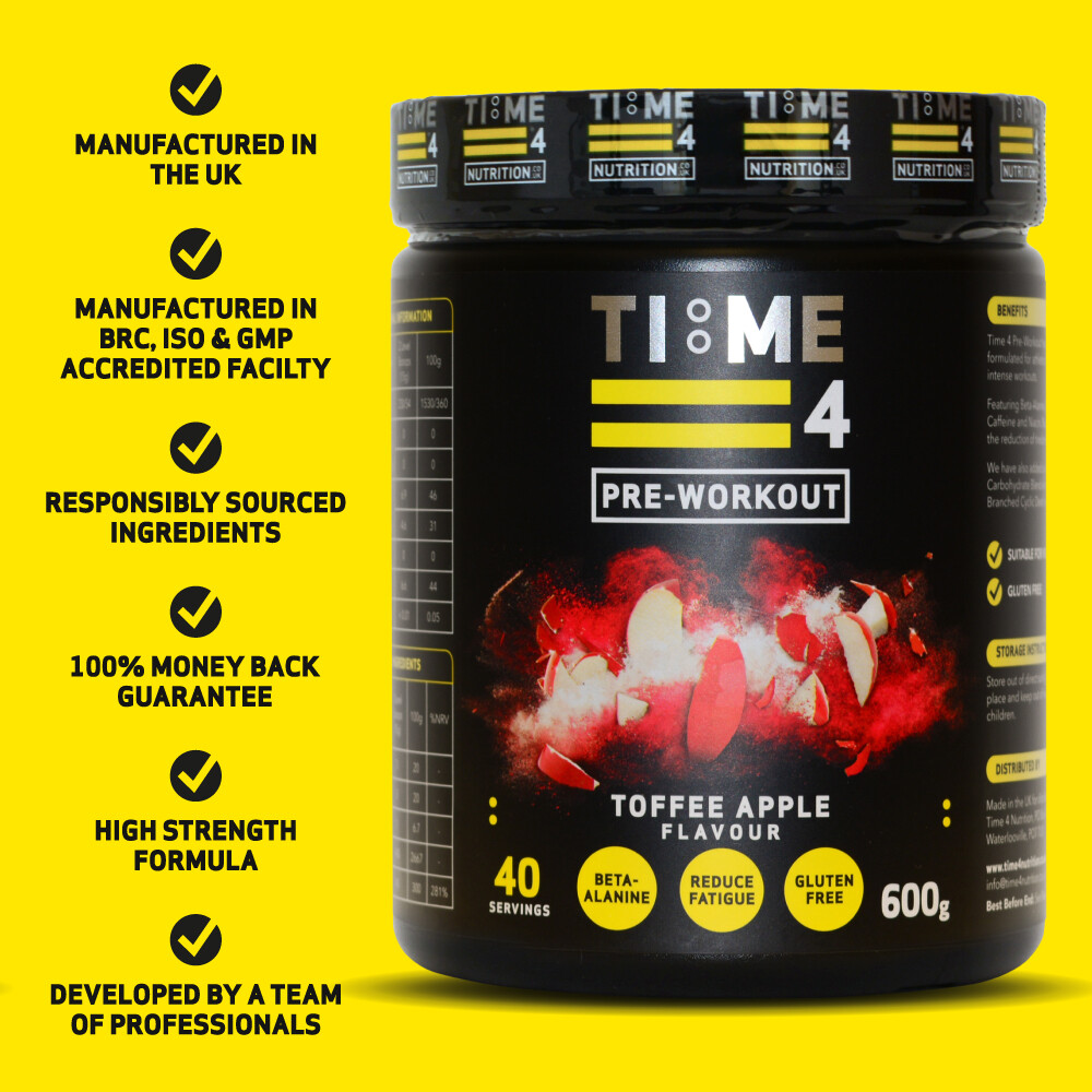 TIME 4 Pre Workout 600g Tub 40 Servings High Strength