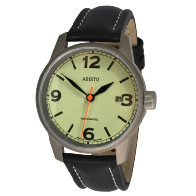 Pre-owned Aristo Unisex Swiss Automatic Movement Titanium Of Pilot Model 5h69ti 5atm 2.3oz