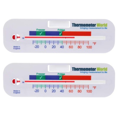 Twin Pack Refrigerator Thermometer 2 Pack for Fridge Freezer Chiller Cooler T...