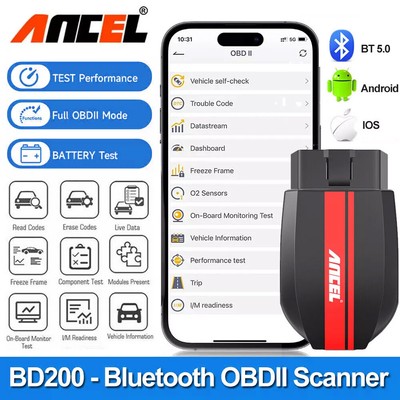 ANCEL OBD2 Scanner Code Reader Bluetooth Car Diagnostic Tool Check Engine Fault