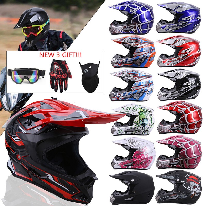 DOT Approved Adult Youth Full Face MX Helmet Motocross Off-Road Dirt Bike ATV
