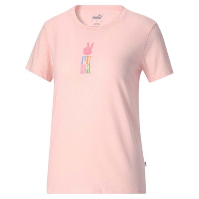 

Женские розовые повседневные топы Puma Stacked AOk с круглым вырезом и короткими рукавами 67876066, Розовый