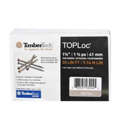 100x AZEK Composite Deck Screws TOPLoc TimberTech 1-5/8'' Light Gray