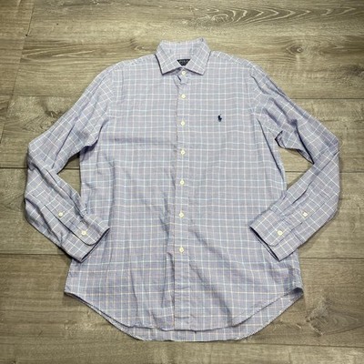 Polo Ralph Lauren Shirt Mens Medium Blue Multi Plaid Button Down Classic Fit