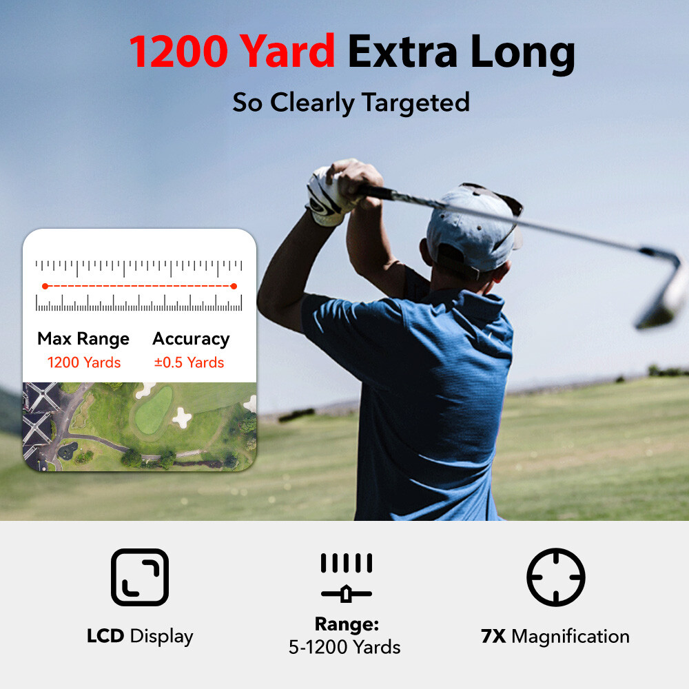 REDTIGER 7X Magnification Golf Rangefinder Slope 1200 Yard Laser Range Finder