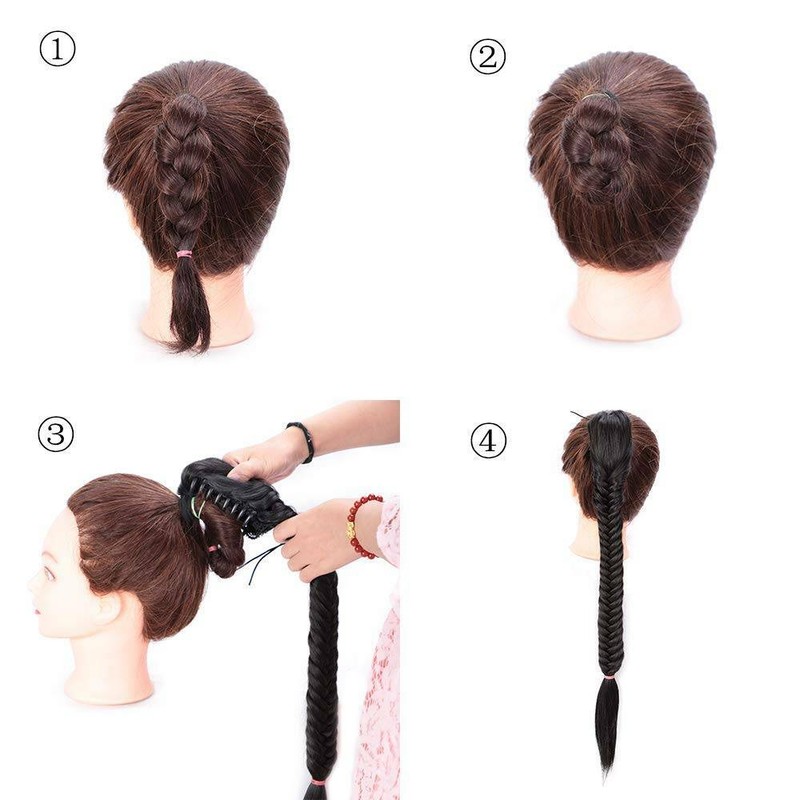 100% Real Thick Claw on One Piece Hair Extensions Ponytail Fishtail Pony Tail US