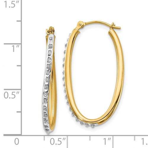 Pre-owned Goldia 14k Diamond Fascination Oval Twist Hoop Earrings In Yellow