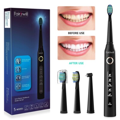 Fairwill Timer Electric Toothbrush Rechargeable 4 Hours Charge 30 Days Use
