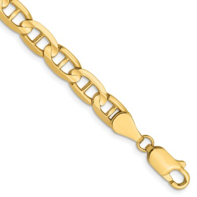 Pre-owned Skyjewelers Real 14kt Yellow Gold 5.25mm Concave Anchor Chain Chain ; 9 Inch; Lobster Clasp