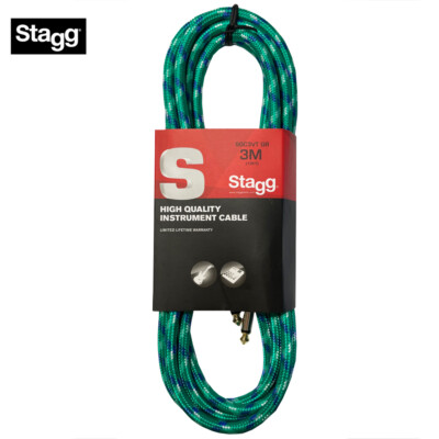 Stagg 10FT S-Series Vintage Tweed Guitar Instrument Cable - Green SGC3VT GR