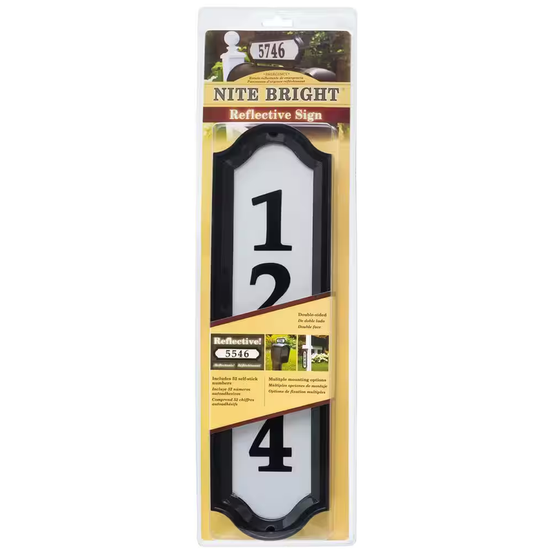 Reflective Address Plaque House Numbers Sign Double Sided Mailbox Wall Mount 4in