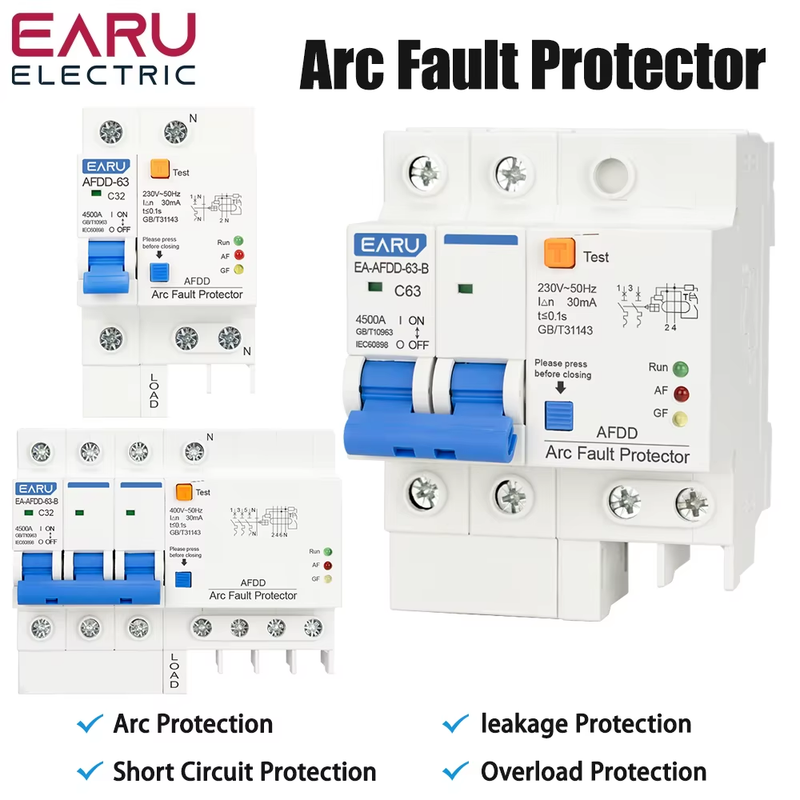 AFDD Fault Arc Protector Residual Current Circuit Breaker Main Switch With Surge
