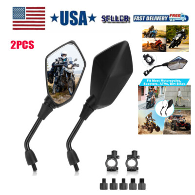 Universal Motorcycle Rearview Wing Mirrors 8mm/10mm For Honda Yamaha Suzuki ATV