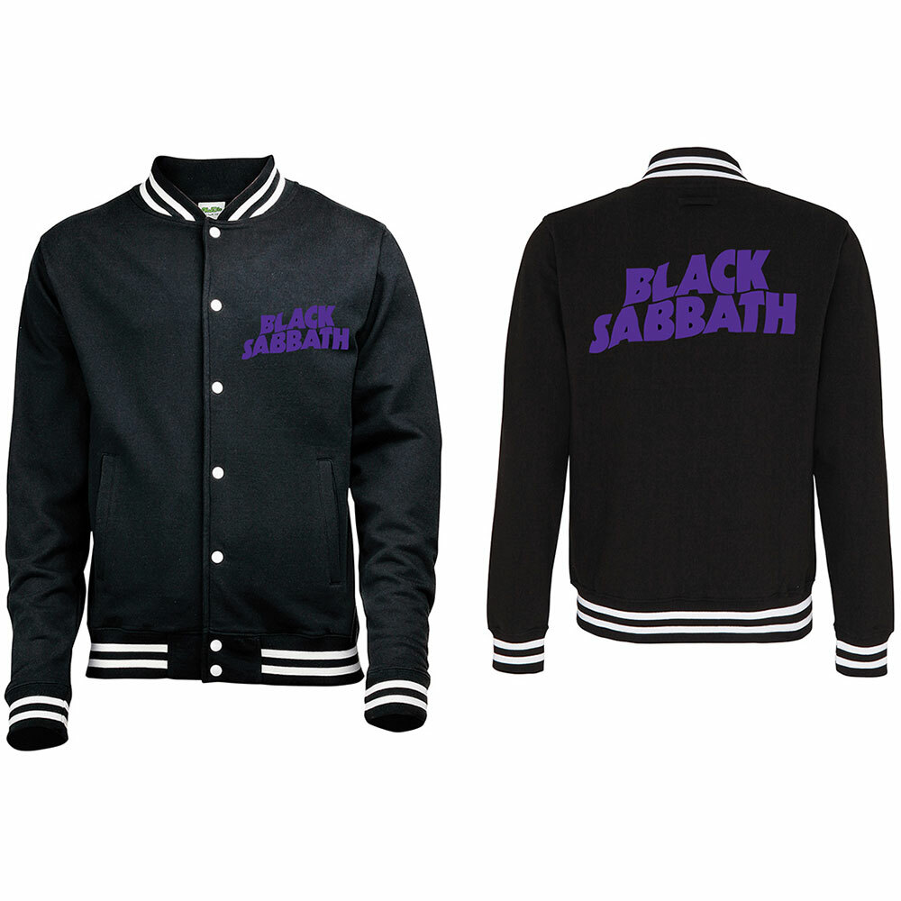 Download Black Sabbath Men's Varsity Jacket: Wavy Logo (Back Print ...
