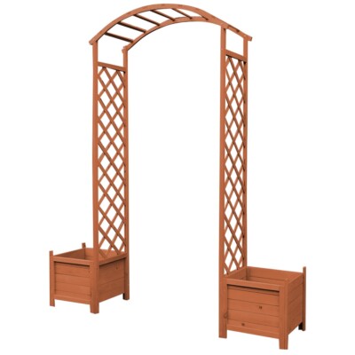 Rosenbogen Braun Rankhilfe Blumenkübel Torbogen Spalier Rankgitter Holz Pergola