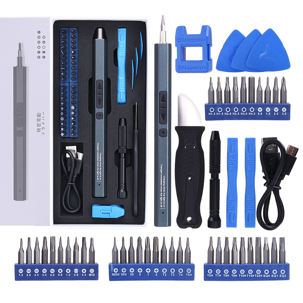 52 in 1 Cordless Electric Power Magnetic Screwdriver Repair Tool w/LED Mini Bits
