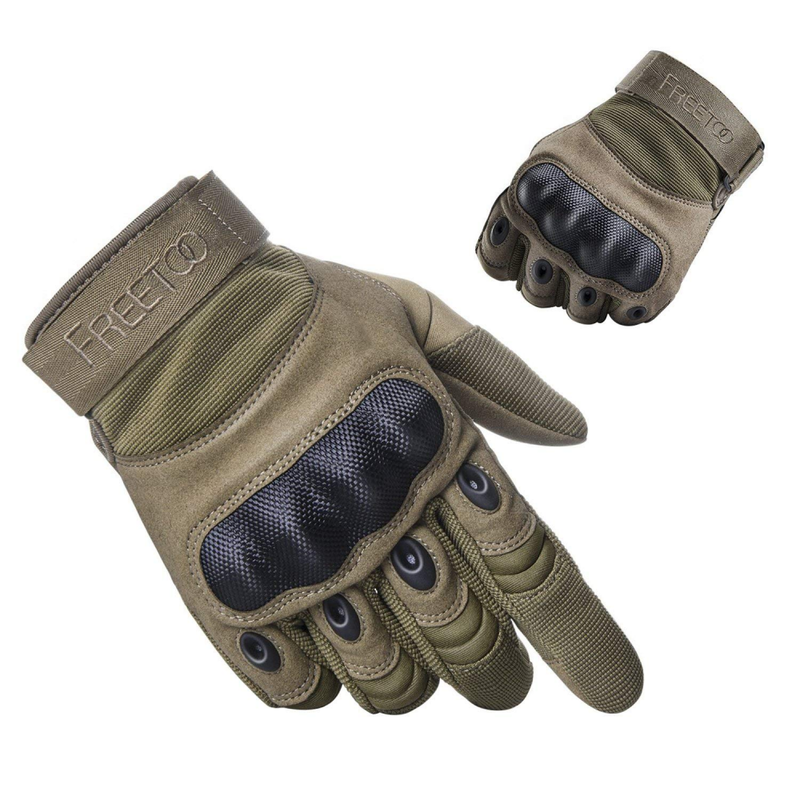 FREETOO Guantes tácticos para hombres Guantes militares con protección de  nudillos negros para Airsoft Paintball motocicleta y trabajo resistente