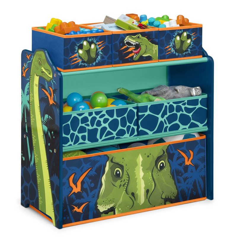 BOYS TOY STORAGE BOX Dinosaur 6 Bin Organizer Kids Childs