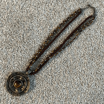 NWOT Premier Designs Tigers eye and red statement necklace
