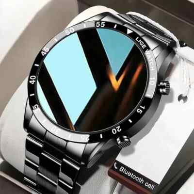 Full Circle Touch Screen Steel Band Bluetooth Call Men Smart Watch Waterproof GF
