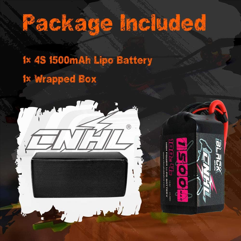 CNHL1500mAh 4S Lipo Battery 14.8V 100C (Burst 200C) w/ XT60 for FPV Drone Racing
