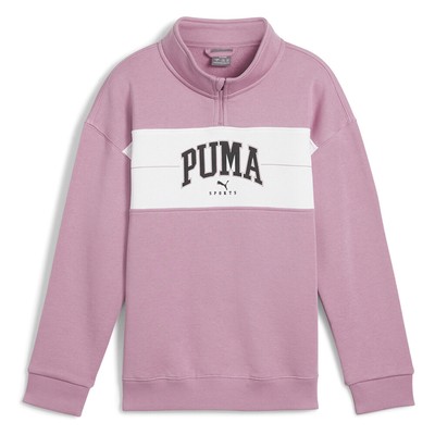 Пуловер на молнии с имитацией шеи Puma Squad, толстовка Молодежная для девочек, розовый 68178348