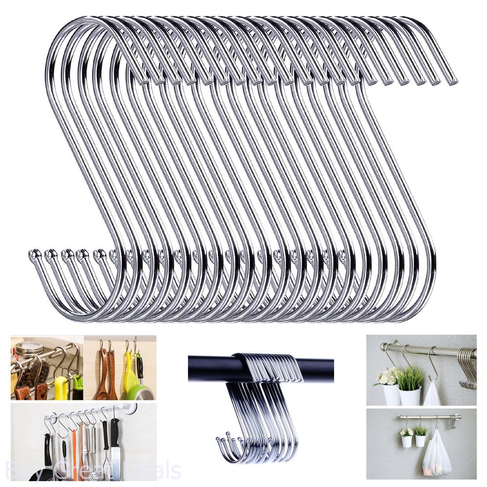 30 Pcs Large S Hooks Heavy Duty Stainless Steel Metal Hanging 3.5In eBay