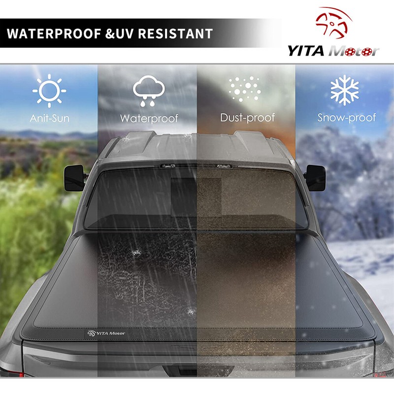 5.7ft 68" Bed Soft Tri-fold Tonneau Cover for 09-24 Dodge Ram 1500 Truck w/ Lamp