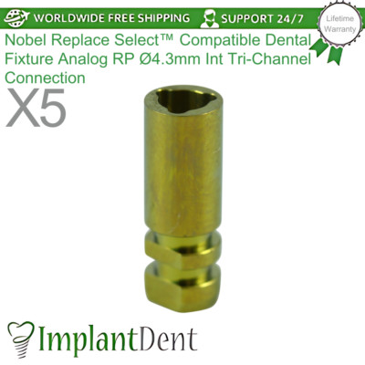 5x Nobel Replace Select  Compatible Dental Fixture Analog RP Ø4.3mm Diameter