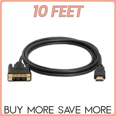 HDMI to DVI-D Cable Bi-Directional Male to Male Cord DVI to HDMI Adapter Black