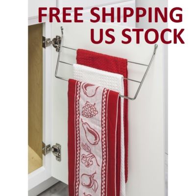 3-Tier Kitchen Cabinet Door Mount Towel Bar Holder Dishcloth Rack Bathroom Rag