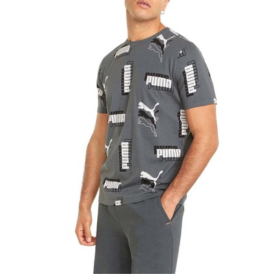 

Puma Power Aop Crew Neck Short Sleeve TShirt Mens Size  Athletic Casual 67043, Grey, Puma Power Aop Crew Neck Short Sleeve TShirt