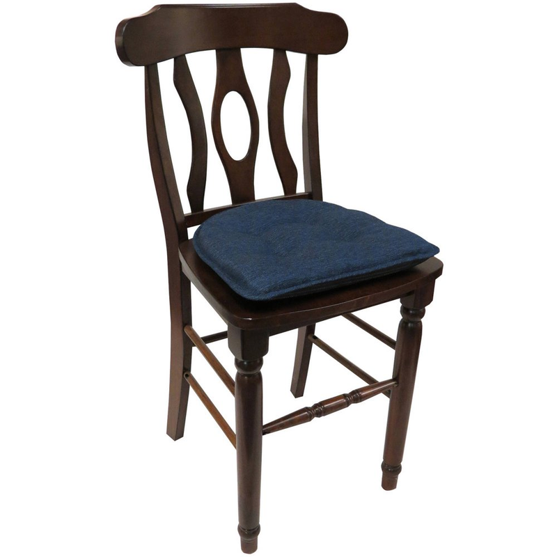 Dining Table Kitchen Chair Seat Cushion Tufted Non-Slip Blue Fabric Pad Set of 2