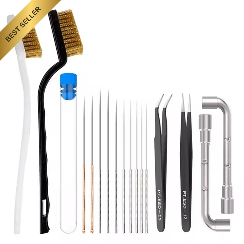 17 Pcs 3D Printer Nozzle Cleaning Tool Wrench Kit-Nozzle Cleaning Pins with Stor
