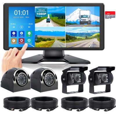4K Backup Camera System 10.36'' Touch Screen Monitor DVR Recorder for Bus/Truck