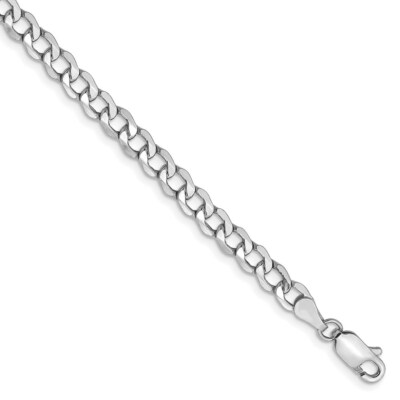 Pre-owned Superdealsforeverything Real 14kt White Gold 4.3mm Semi-solid Curb Link Chain Chain Bracelet; 8 Inch